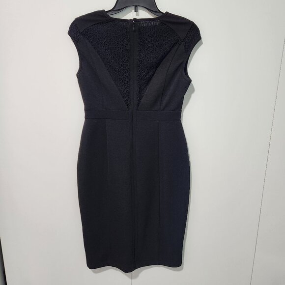 Adrianna Papell Black Cap Sleeve Dress Party Work Cocktail Slim Fit - Size 2 - Picture 10 of 10
